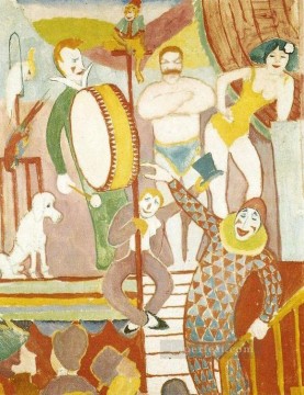 Expresionismo Painting - Cuadro Curcus II Pareja de Deportistas Payaso y Mono Expresionista